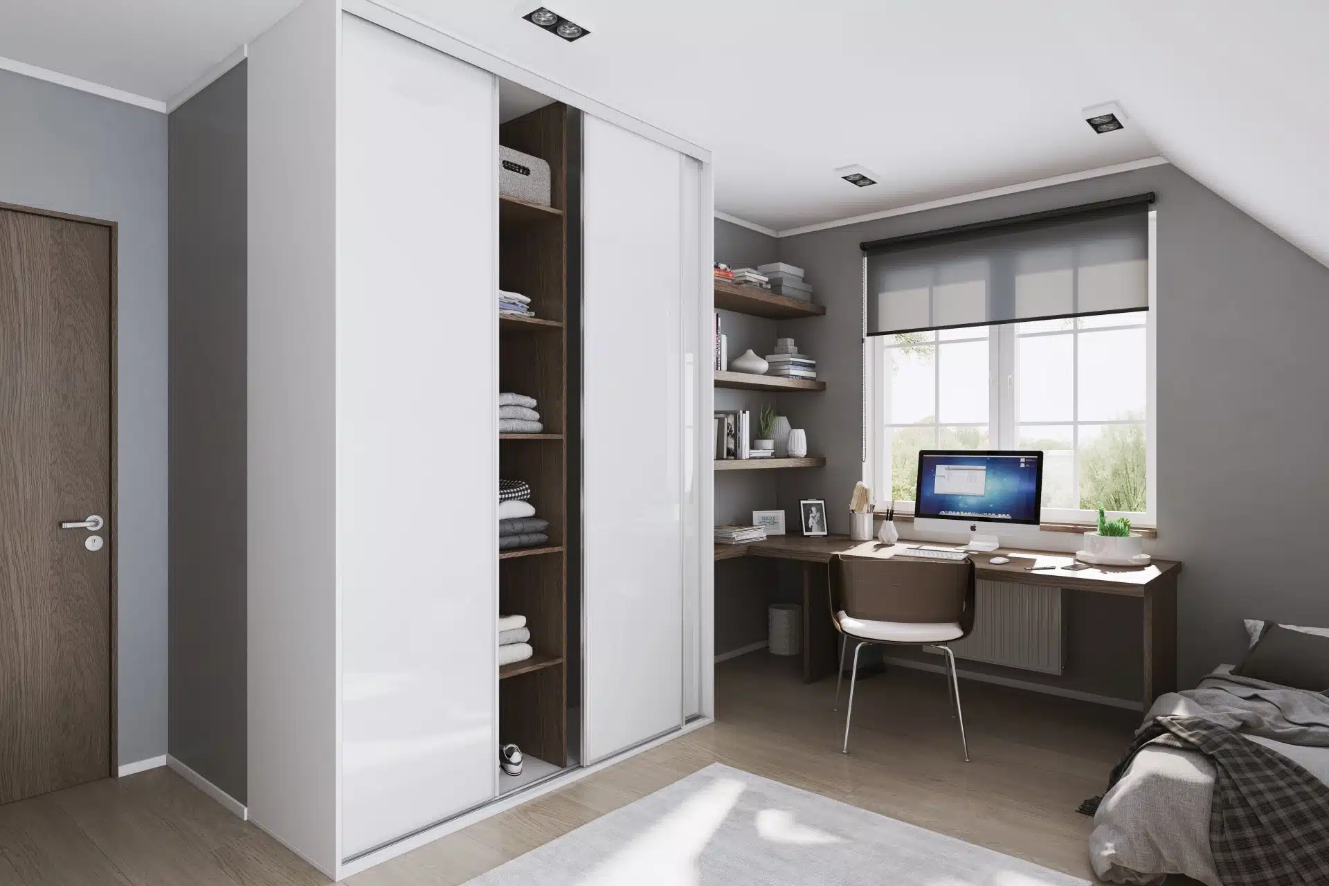 Kledingkast kinderkamer op maat 10 Stipt Design Slim ontworpen kledingkast kinderkamer in neutrale houttint